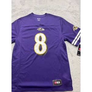 Lamar Jackson #8 Baltimore Ravens NFL Team Apparel Purple Jersey Mens Medium New